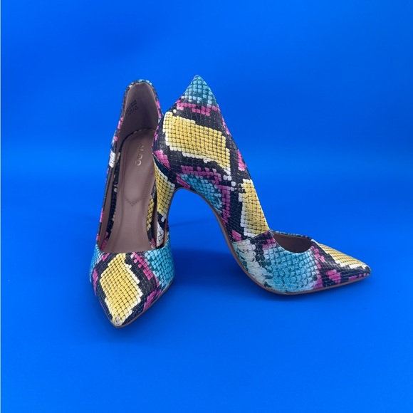 ALDO Multicolor Snake Print High Heels - Picture 1 of 9